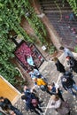 Tourists on yard of Juliet`s house in Verona city Royalty Free Stock Photo